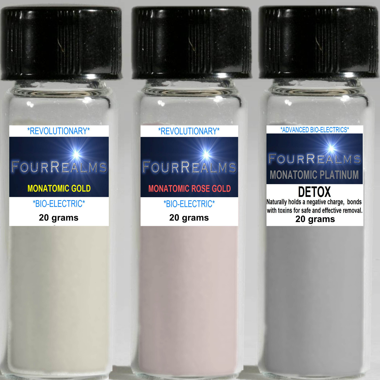 Monatomic Gold 25g, Monatomic Rose Gold 25g, Monatomic Platinum Gold 25g -3 pack
