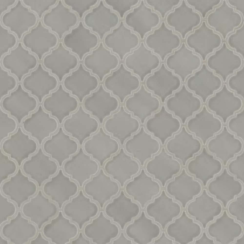 Dove Gray Arabesque 11 In. X 15 In. Crackled Glossy Ceramic Mosaic Kitchen & Bat Dove Gray Arabesque 11 In. X 15 In. Crackled Glossy Ceramic Mosaic Kitchen & Bat