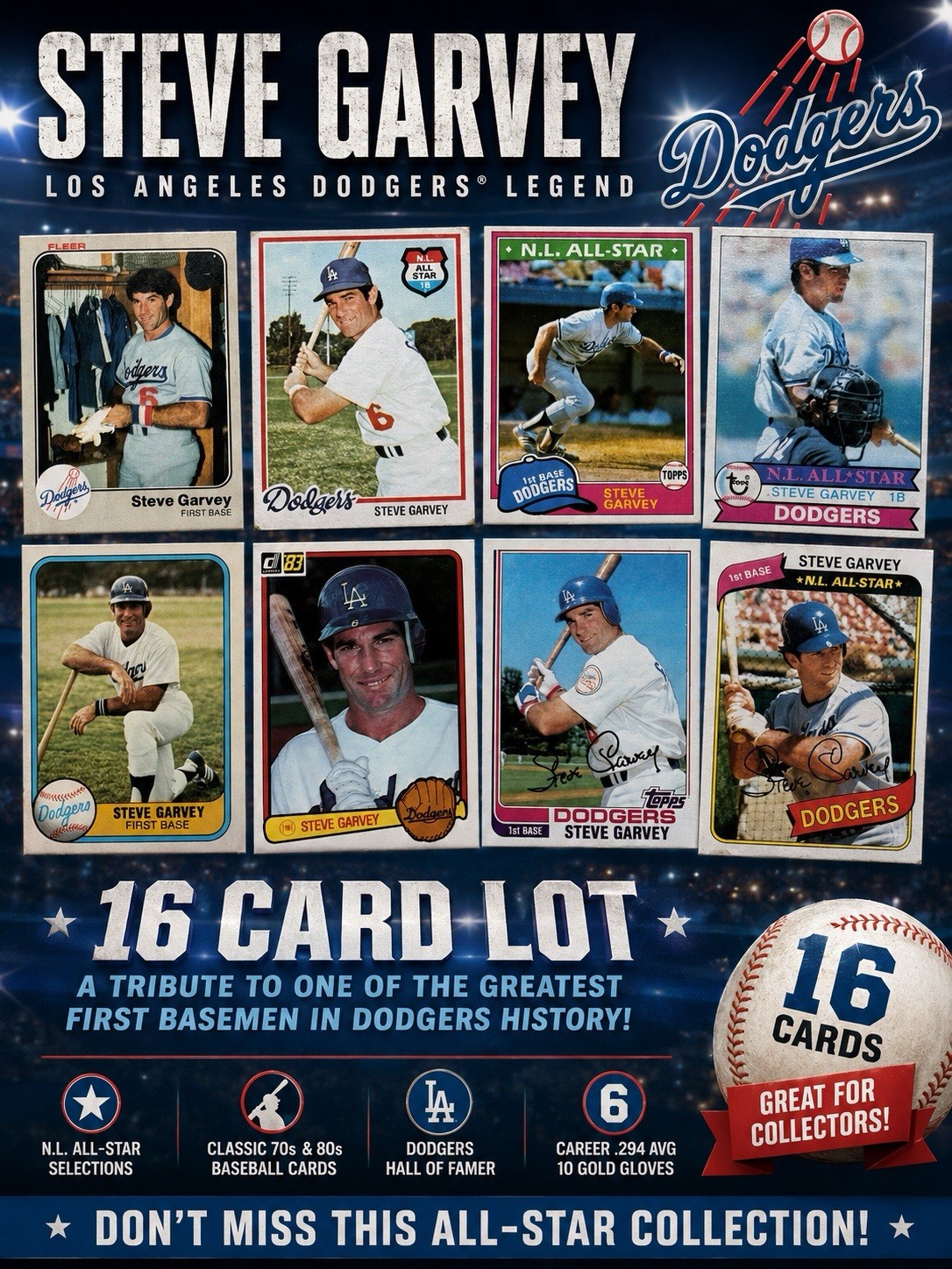 Steve Garvey 16 Card Lot 1974 1975 Topps Dodgers Padres Signed Autograph Steve Garvey 16 Card Lot 1974 1975 Topps Dodgers Padres Signed Autograph