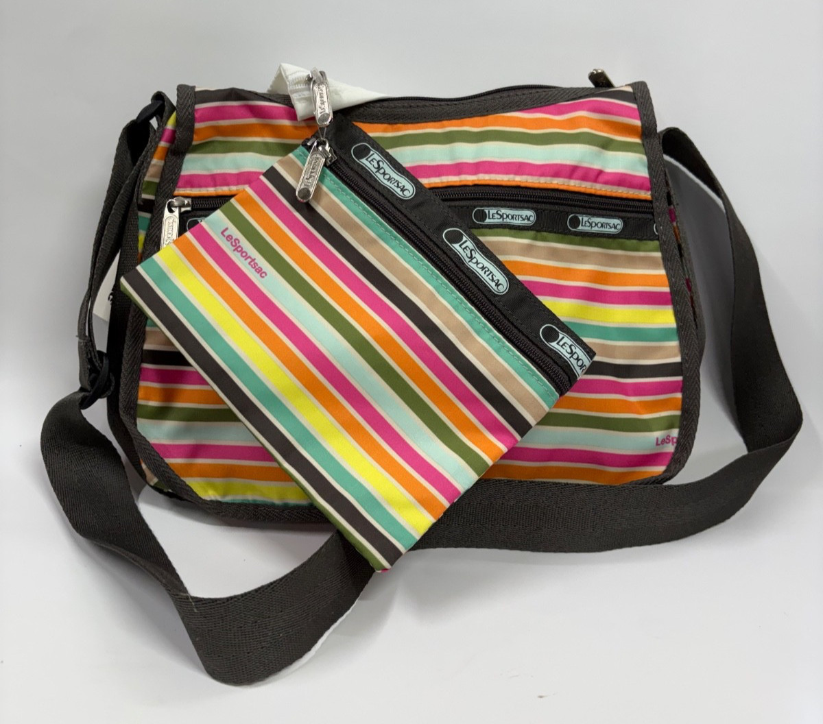 LeSportsac Colorful Gelato Striped Classic Hobo with Matching Pouch