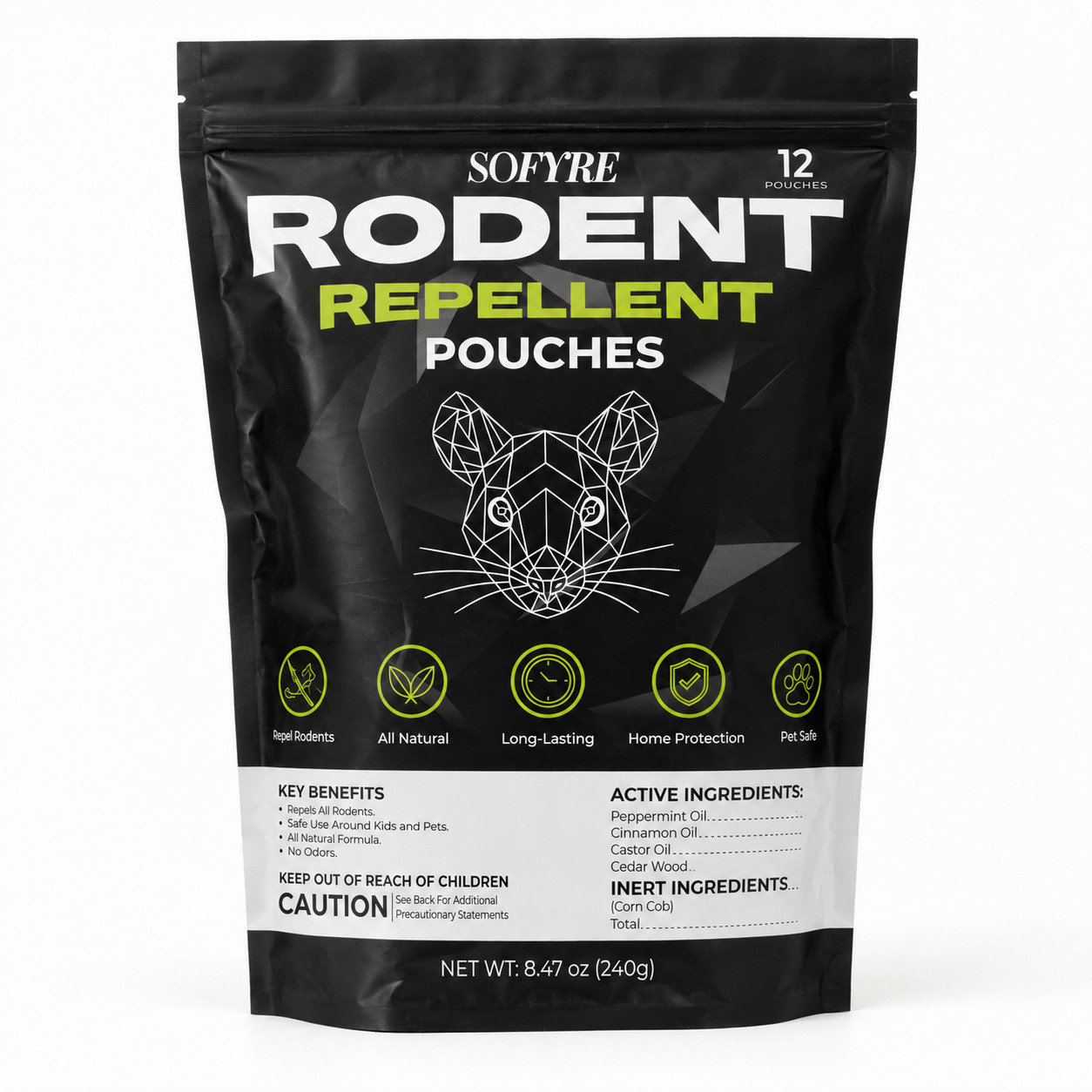 SOFYRE Rodent Repellent Pouches 12 pk Natural Peppermint Cedarwood New Look