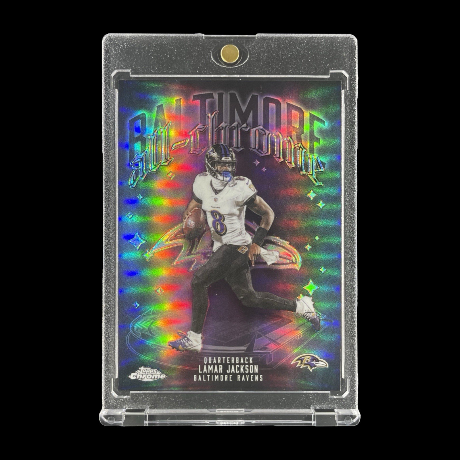 LAMAR JACKSON AURORA REFRACTOR VIOLET HOLO CARD 2025 Topps Chrome - Ravens