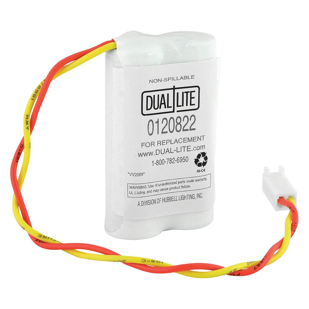 DUAL-LITE BATT-PACK 2 CELL AA 600MA Battery,2.4V,168hr,1 5/8in,Plug 45VT45