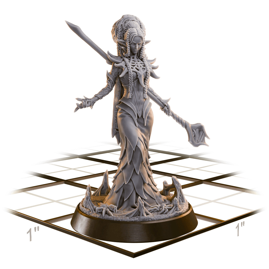Arachnid Priestess Drow Cleric 32mm Resin Miniature D&D Tabletop RPG Figure