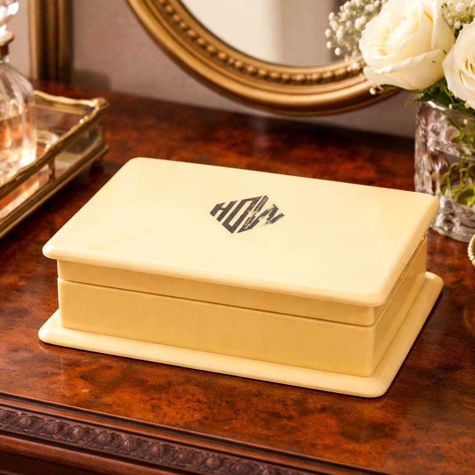 Lovely Antique Art Deco Celluloid Jewelry Keepsake Dresser Box