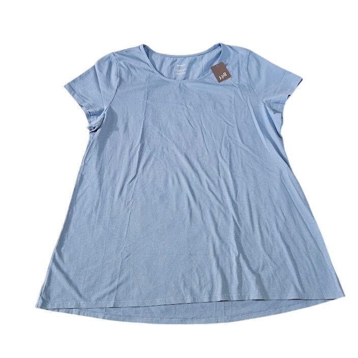 J. Jill Pure Jill Scoop Neck Elliptical Tee Bluebell Pima Cotton Shirt Medium