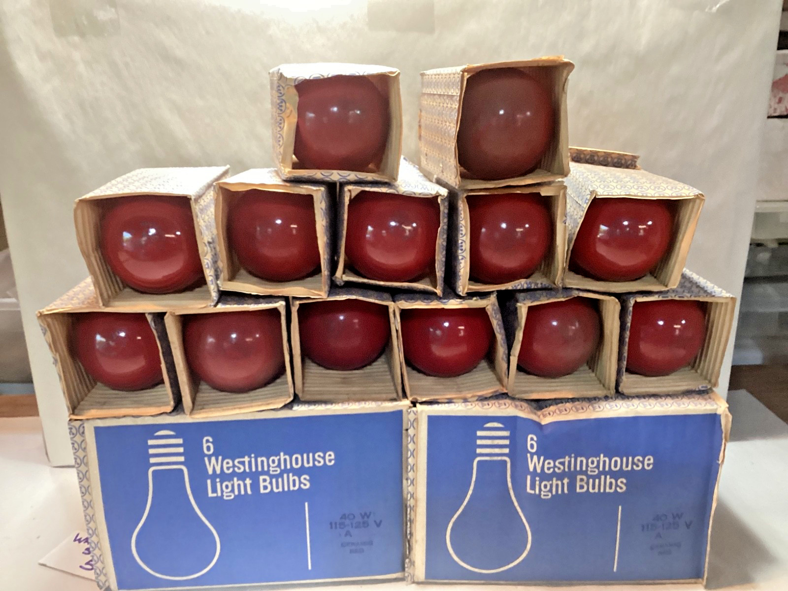 25 vintage Westinghouse 40 watt red light bulbs chistmas lighting 