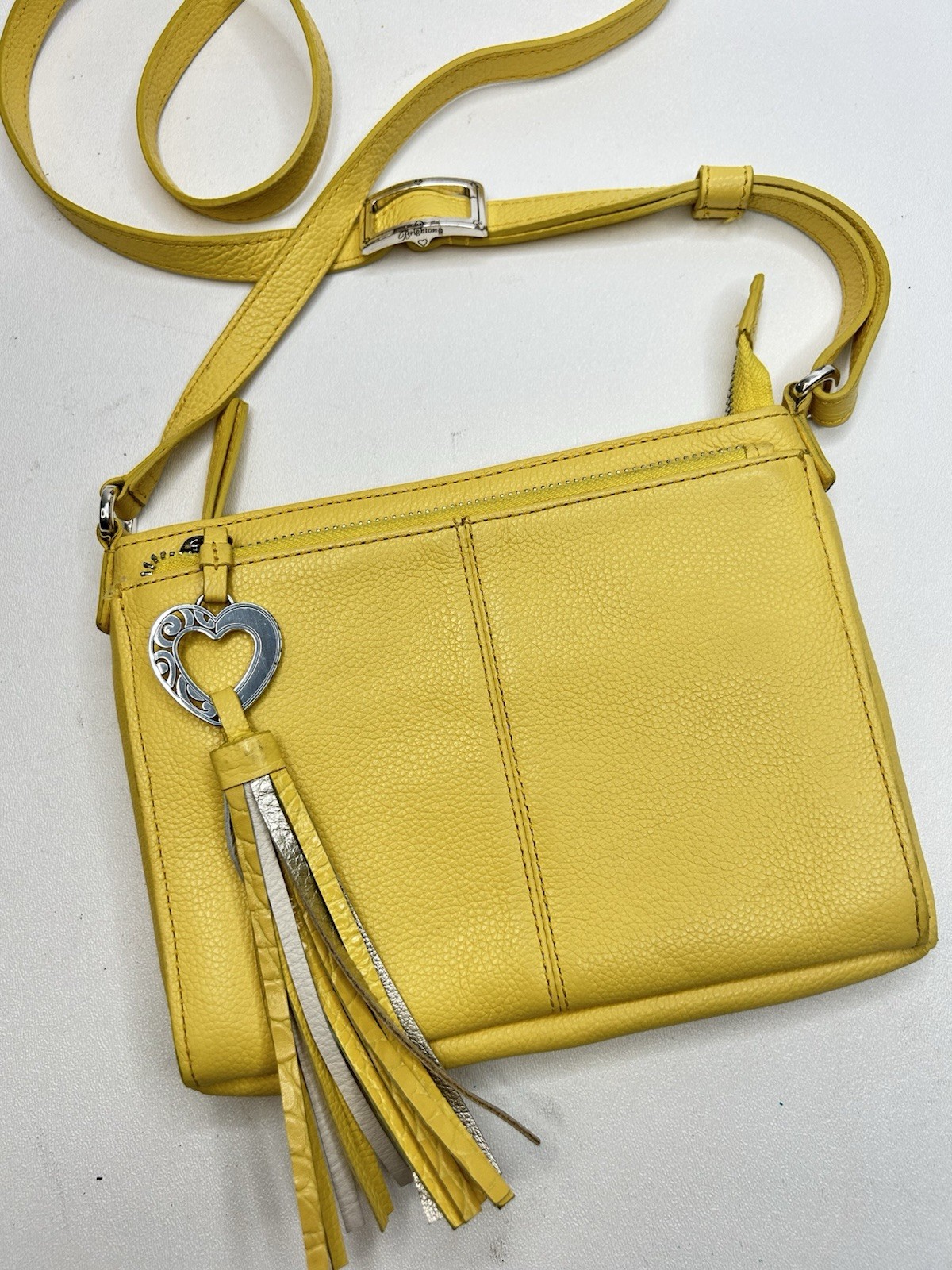 BRIGHTON Barbadoes City Bag Organizer Pewter Leather Crossbody Bag
