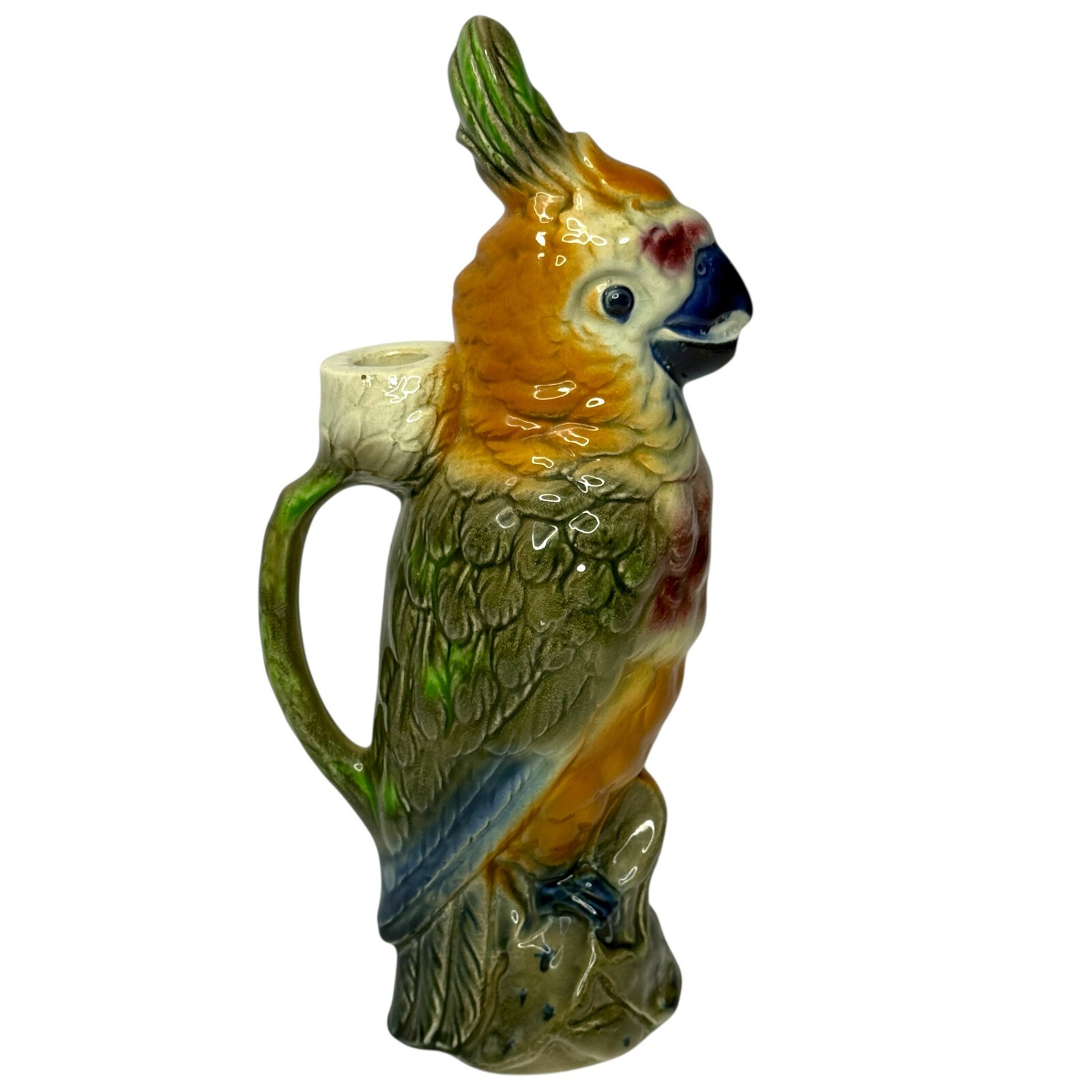 Antique French Majolica Parrot Pitcher Keller Guerin St. Clément Mold 468
