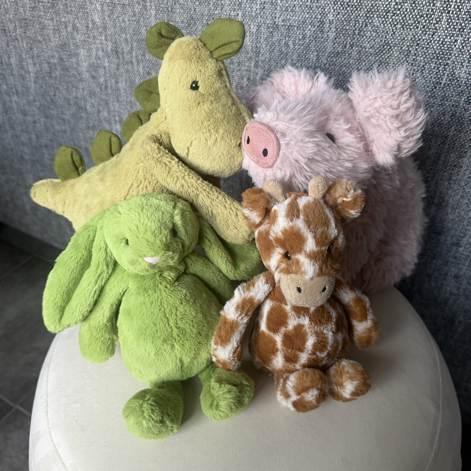 Jellycat Plush Lot of 4 Bunny,pig,Dino,Giraffe Tags Rare Retired Bundle