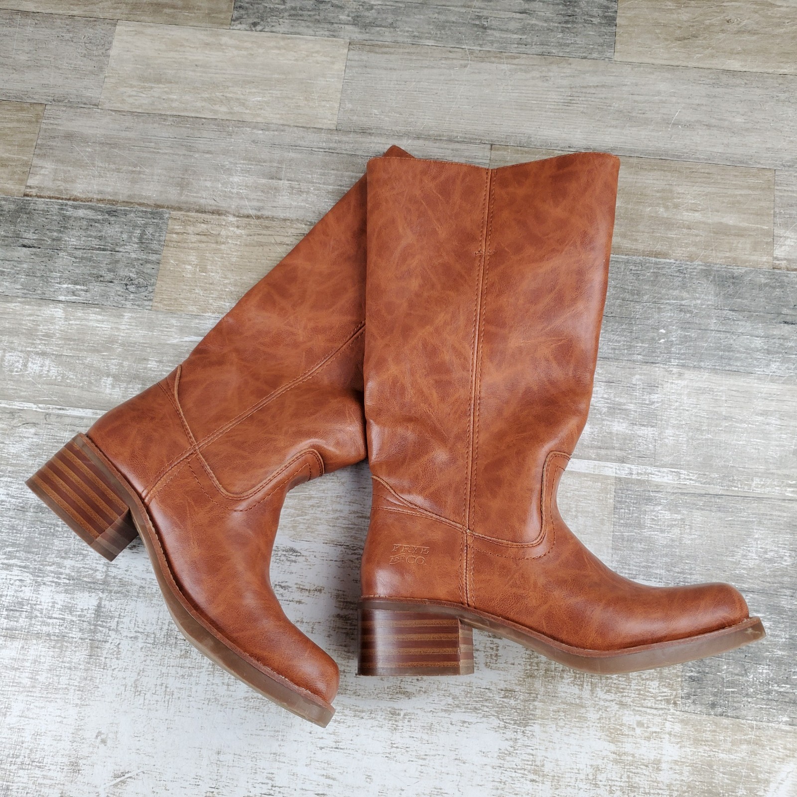 Frye & Co Miranda 14 Womens Boots Sz 8 Caramel Saddle Round Toe Slip On Frye & Co Miranda 14 Womens Boots Sz 8 Caramel Saddle Round Toe Slip On