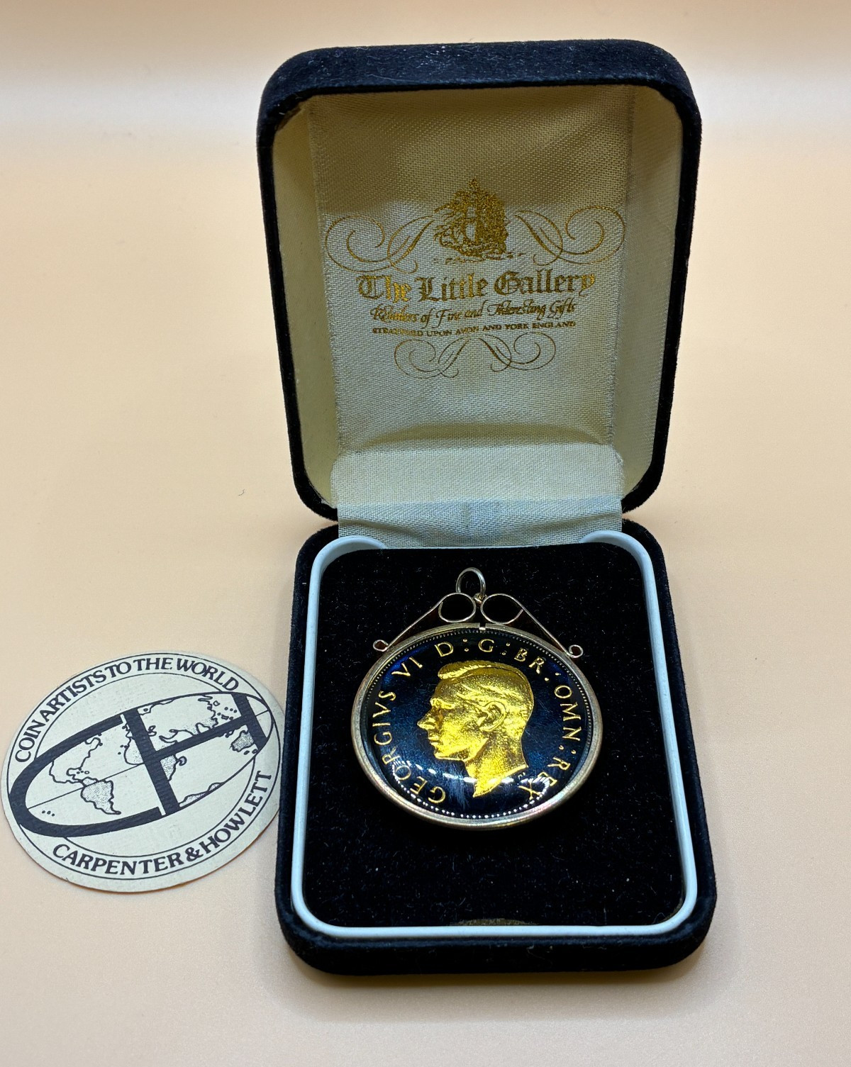 1937 King George VI Enamel Crown Pendant – Carpenter & Howllett COA - London Box