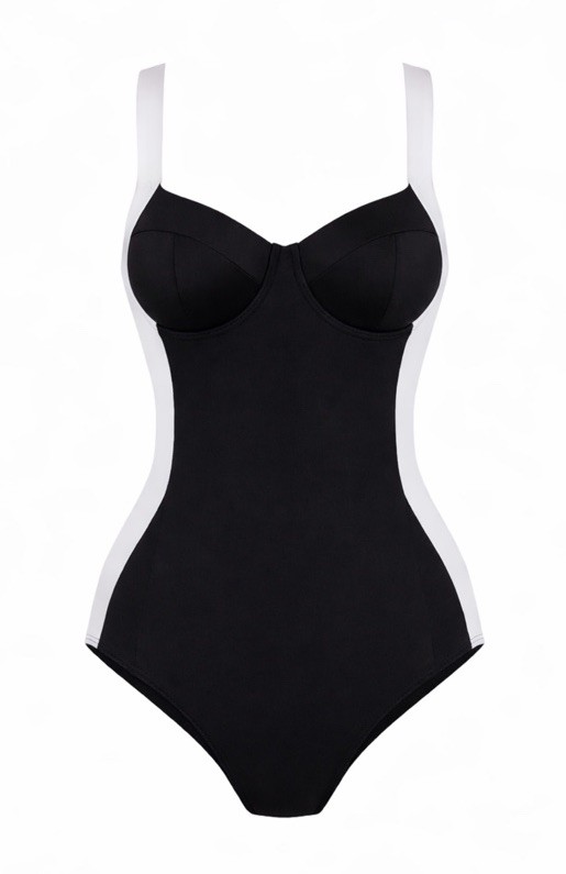 TA3 Lifty Contour One Piece Swimsuit XS R/L D/DD Cup Black/White Compression NWT