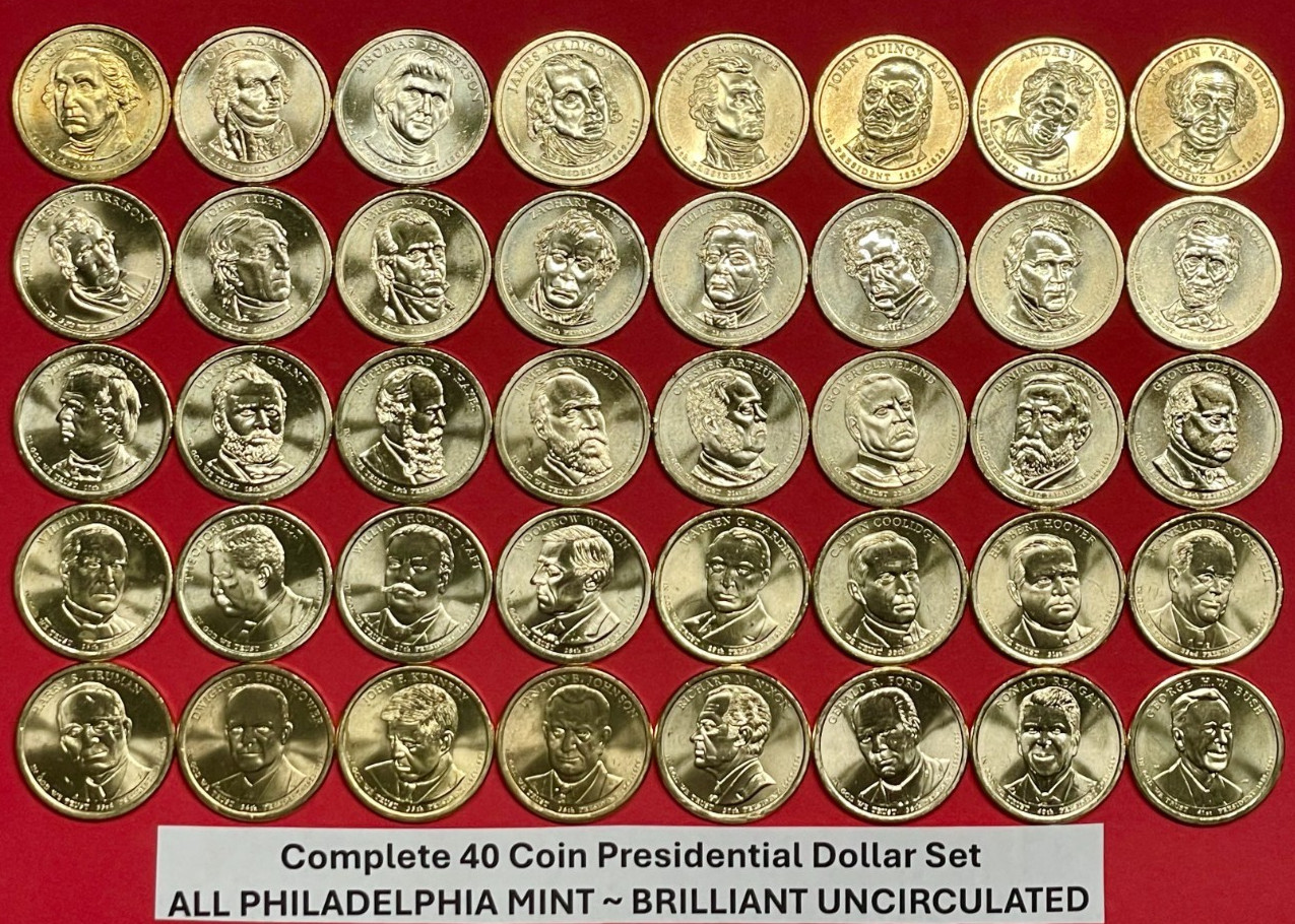 Complete Presidential Dollar Set of 40 PHILADELPHIA UNCIRCULATED Coins 2007-2020 Complete Presidential Dollar Set of 40 PHILADELPHIA UNCIRCULATED Coins 2007-2020