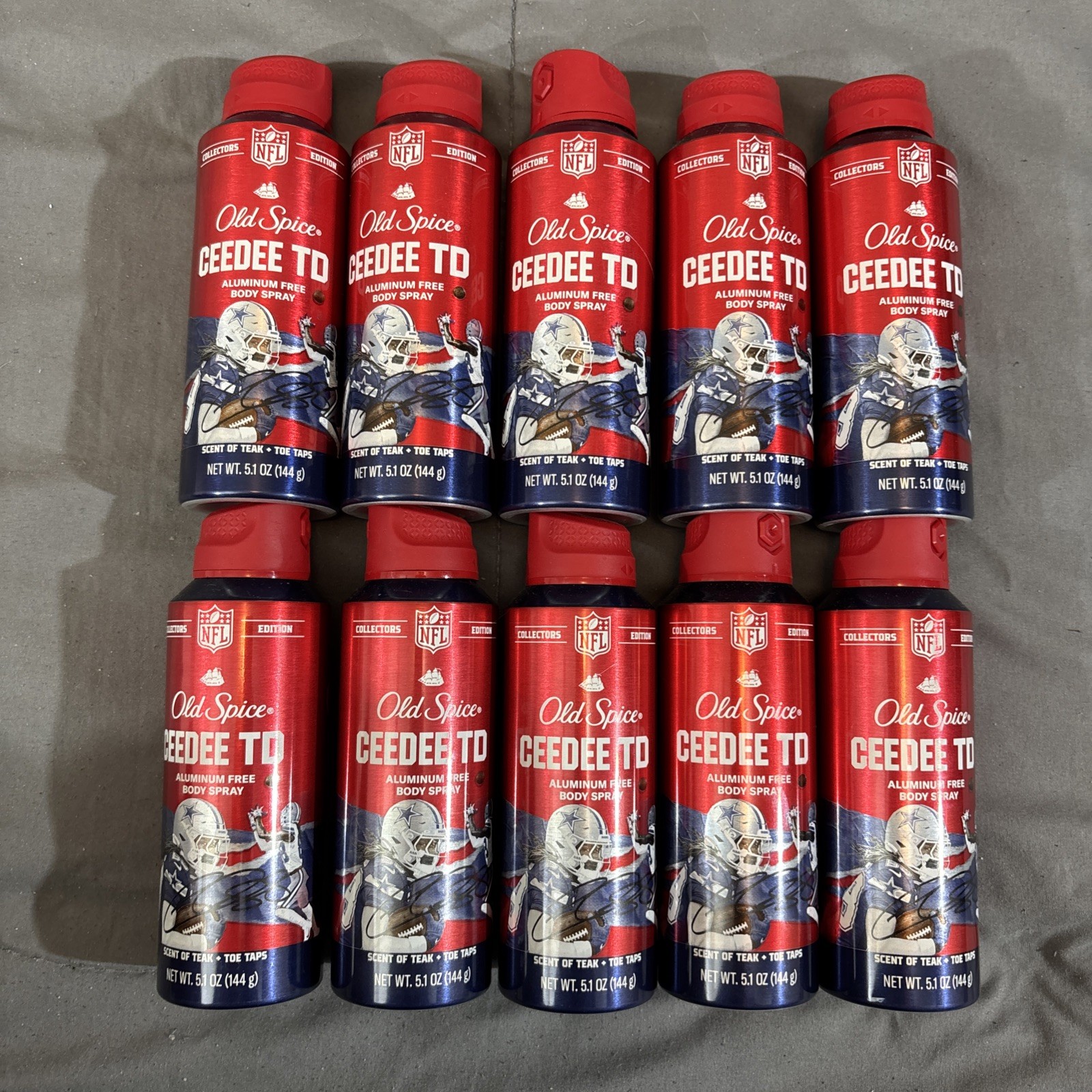 10 Old Spice NFL Ceedee TD Aluminum Free Body Sprays  5.1 oz  Collector Edition