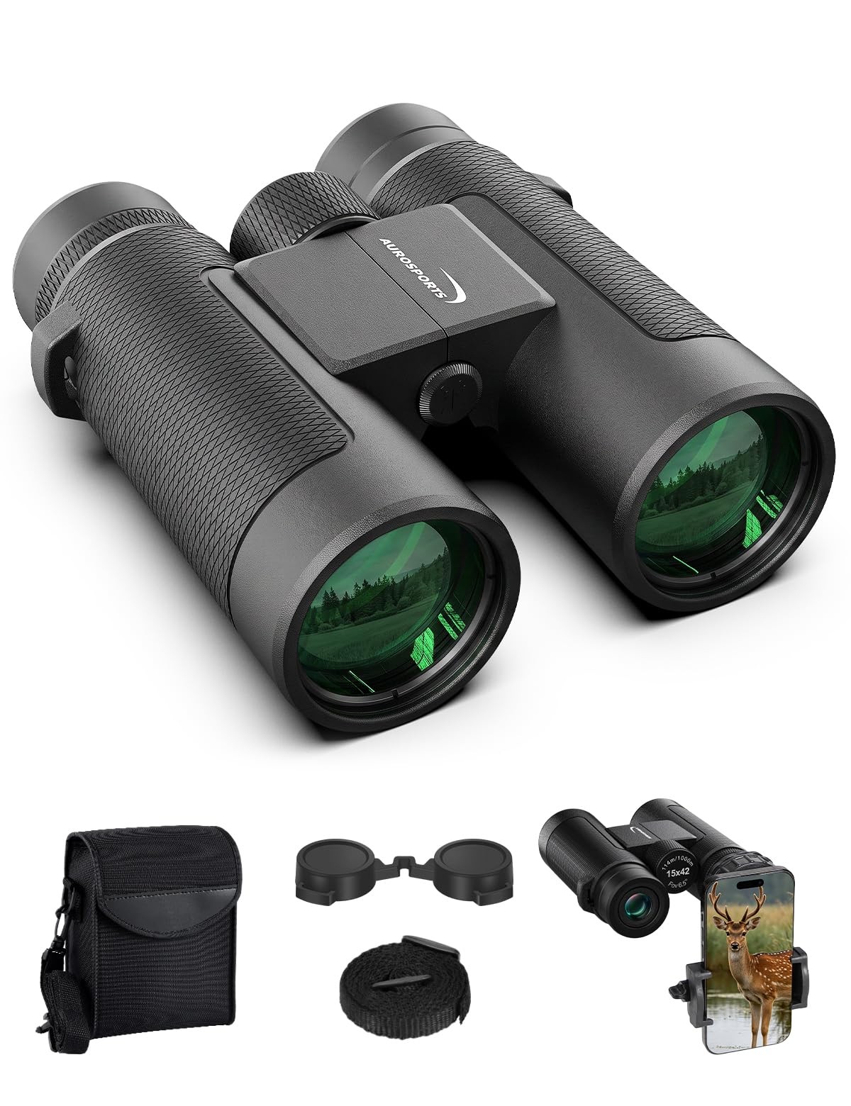 15x42 Bird Watching Binoculars for Adults High Powered with Phone Adapter