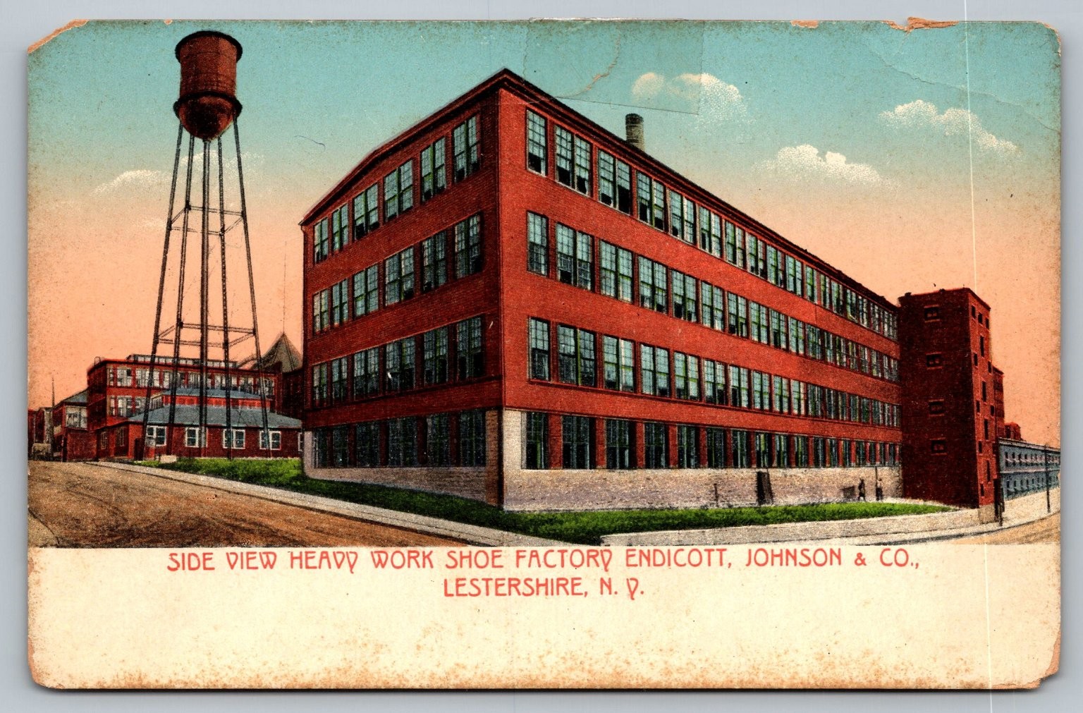 Endicott Johnson Co Heavy Work Shoe Factory Lestershire NY Postcard