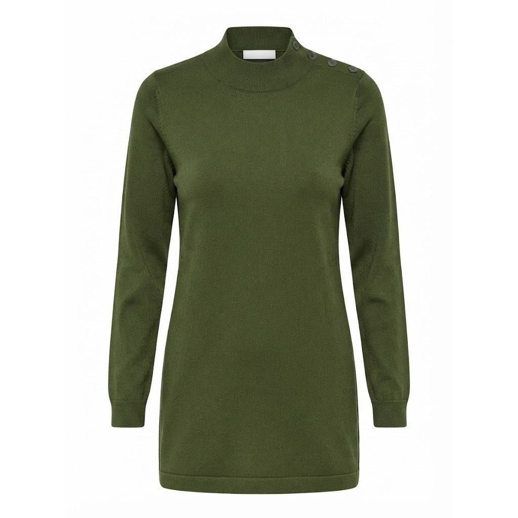 La Maille Sezane Merino Wool Button Shoulder Sweater Tunic Green XS - CJ
