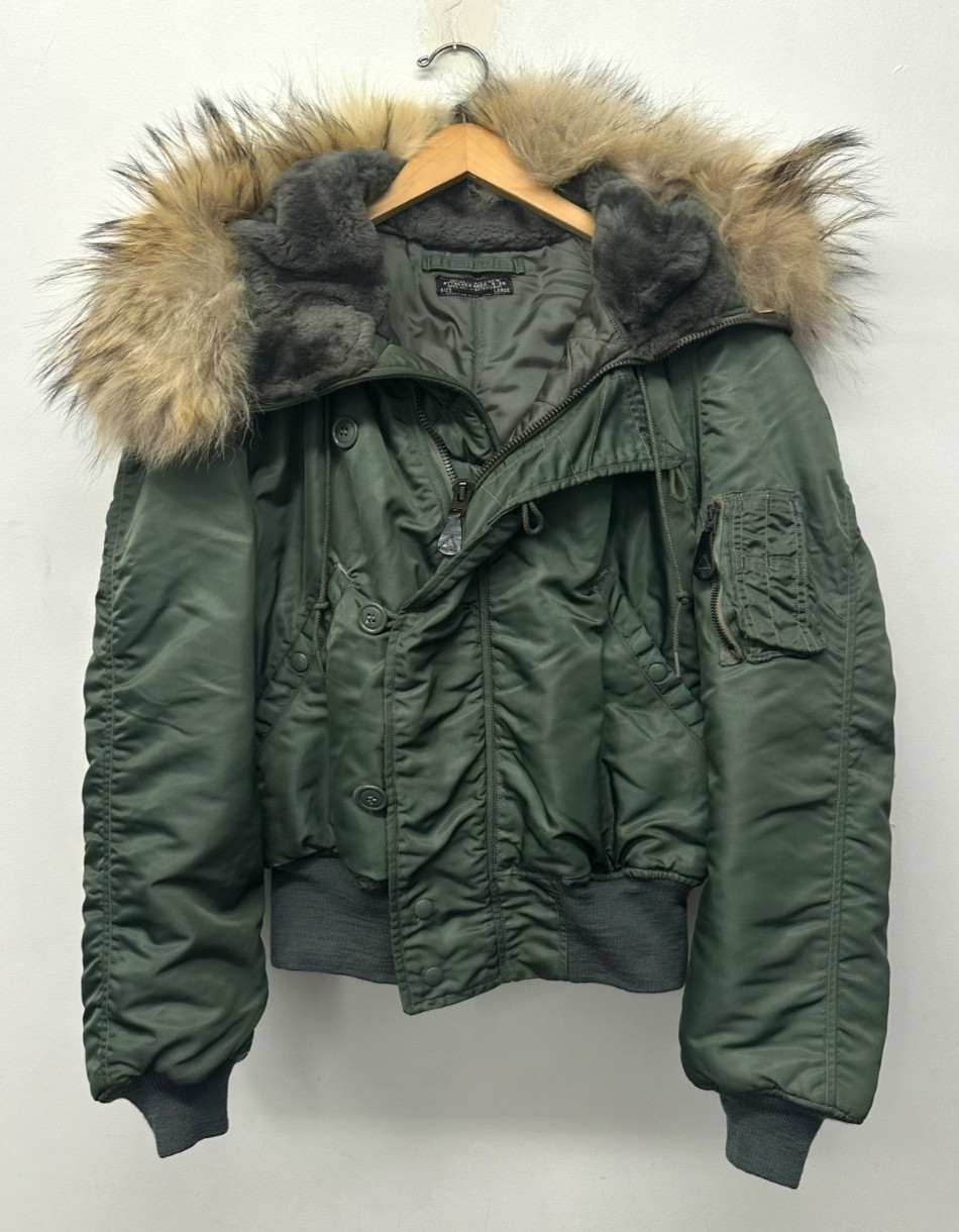 NOS USAF N-2B Flight Jacket, Extreme Cold Weather, Coyote Fur, Size Large, W-17
