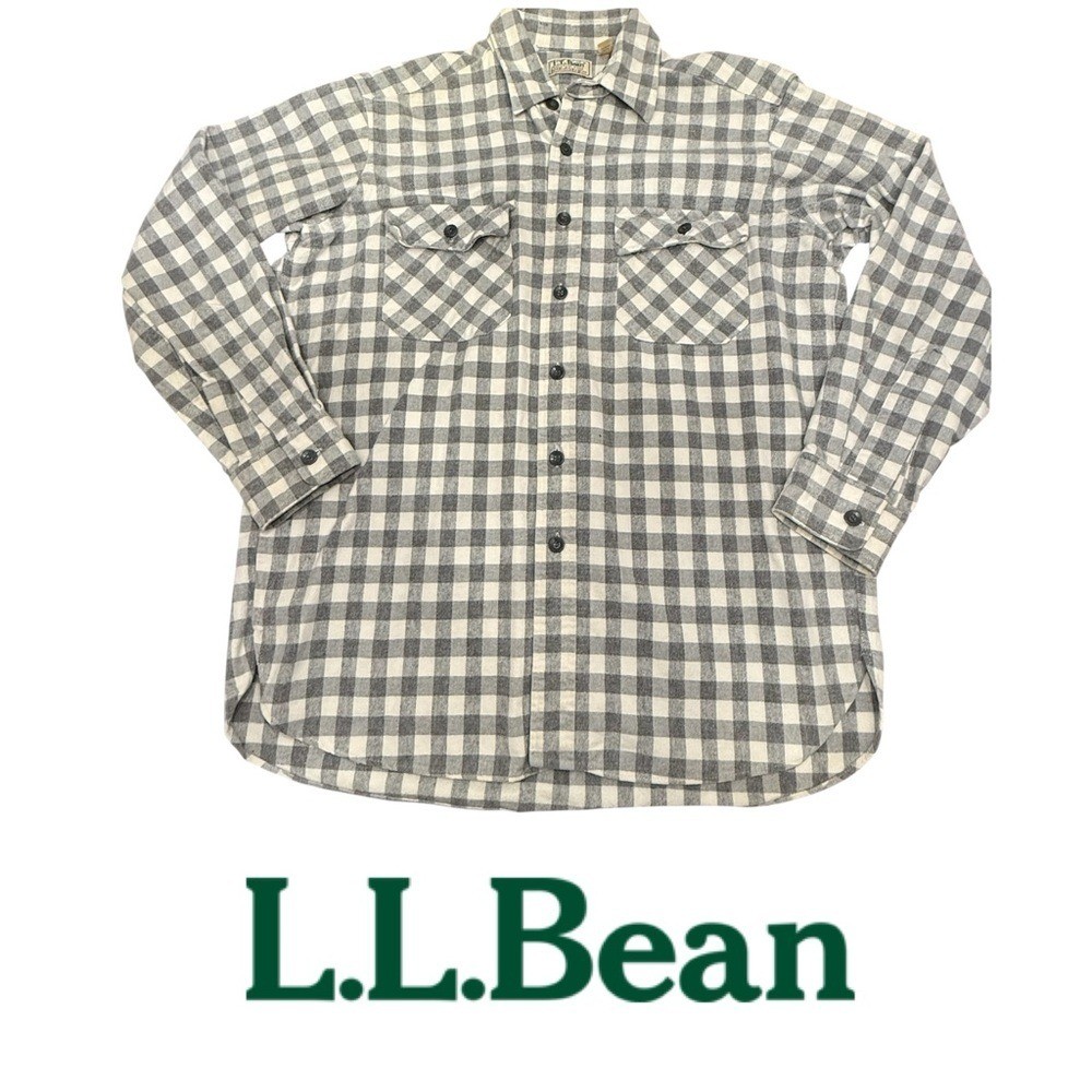 Vintage L.L. Bean Chamois Cloth Gingham Check Button Up Shirt USA Men\'s 16 Large Vintage L.L. Bean Chamois Cloth Gingham Check Button Up Shirt USA Men\'s 16 Large