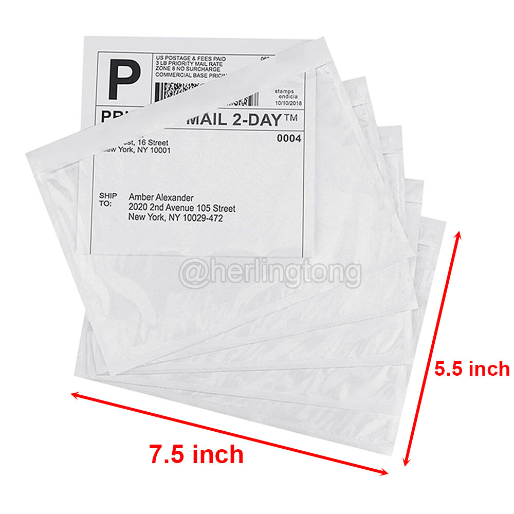 50-2000 Clear Adhesive Packing List Shipping Label Envelopes Pouches 7.5\