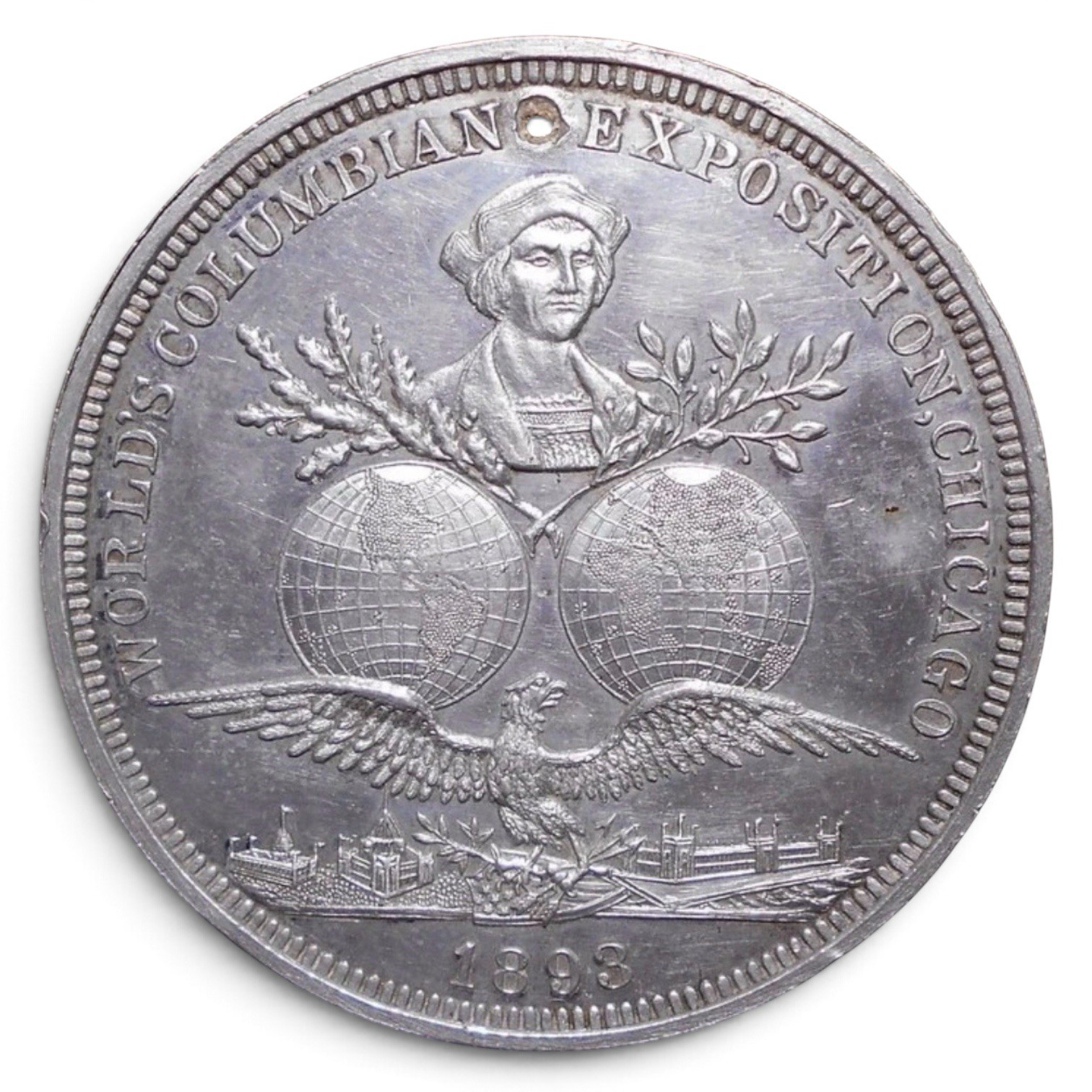 1893-Chicago Columbian Exposition Medal-Aluminum-Eglit 575-44mm-Untraced