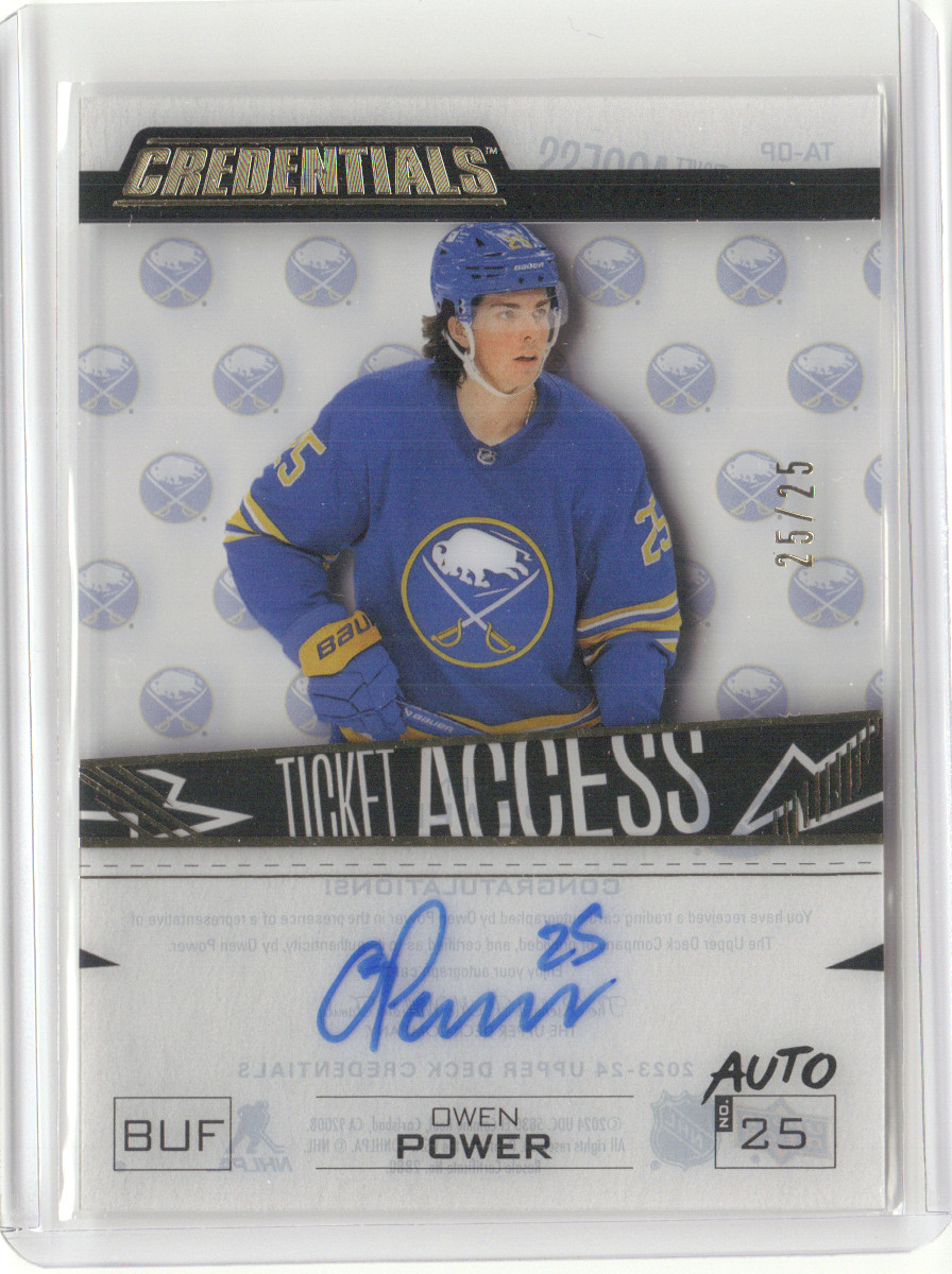 OWEN POWER 2024-25 UD Credentials AUTO TICKET ACCESS ACETATE \'23-24 UPDATE 25/25