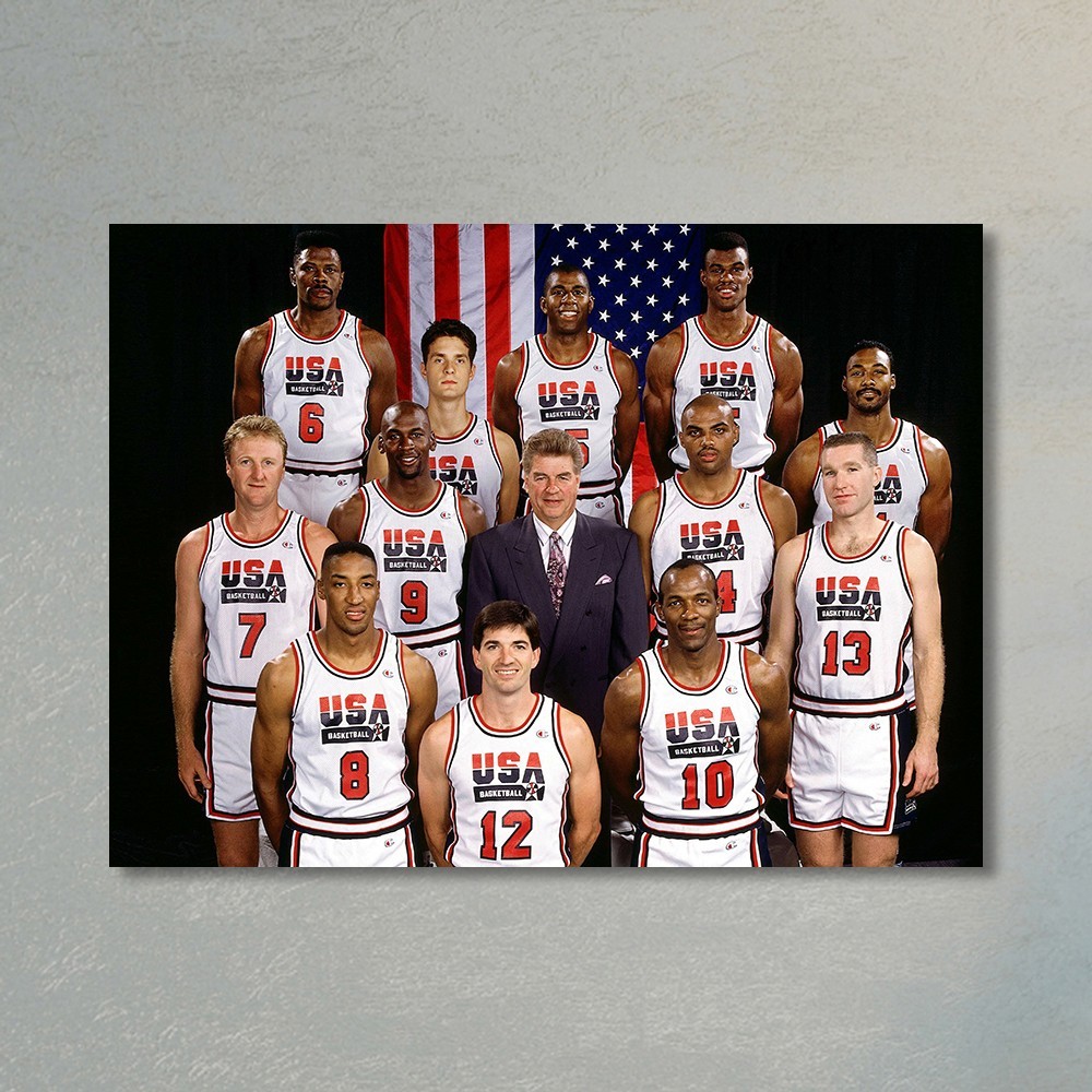 Large USA Basketball 1992 Dream Team Poster Art Print Waterproof Canvas 36x24