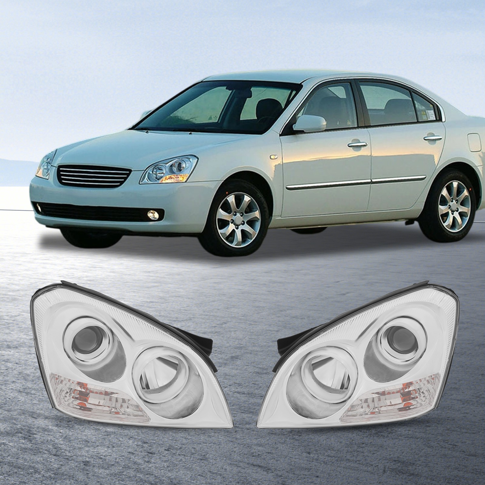 For 2007-2008 Kia Optima Halogen Headlights Headlamps with Bulbs Left+Right Side