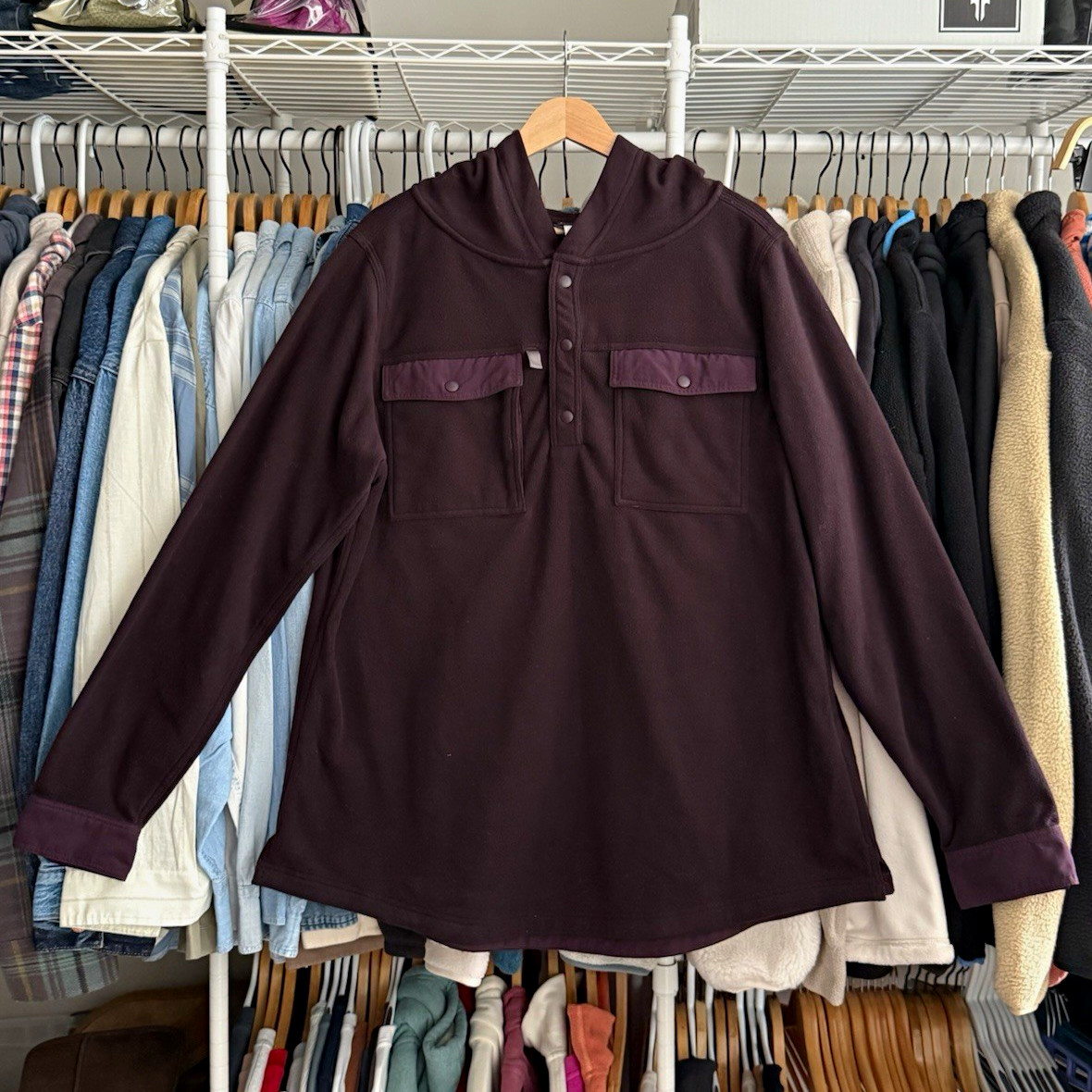 NWOT Patagonia Women\'s Early Rise Fleece Hoodie Obsidian Plum Purple XL 52340