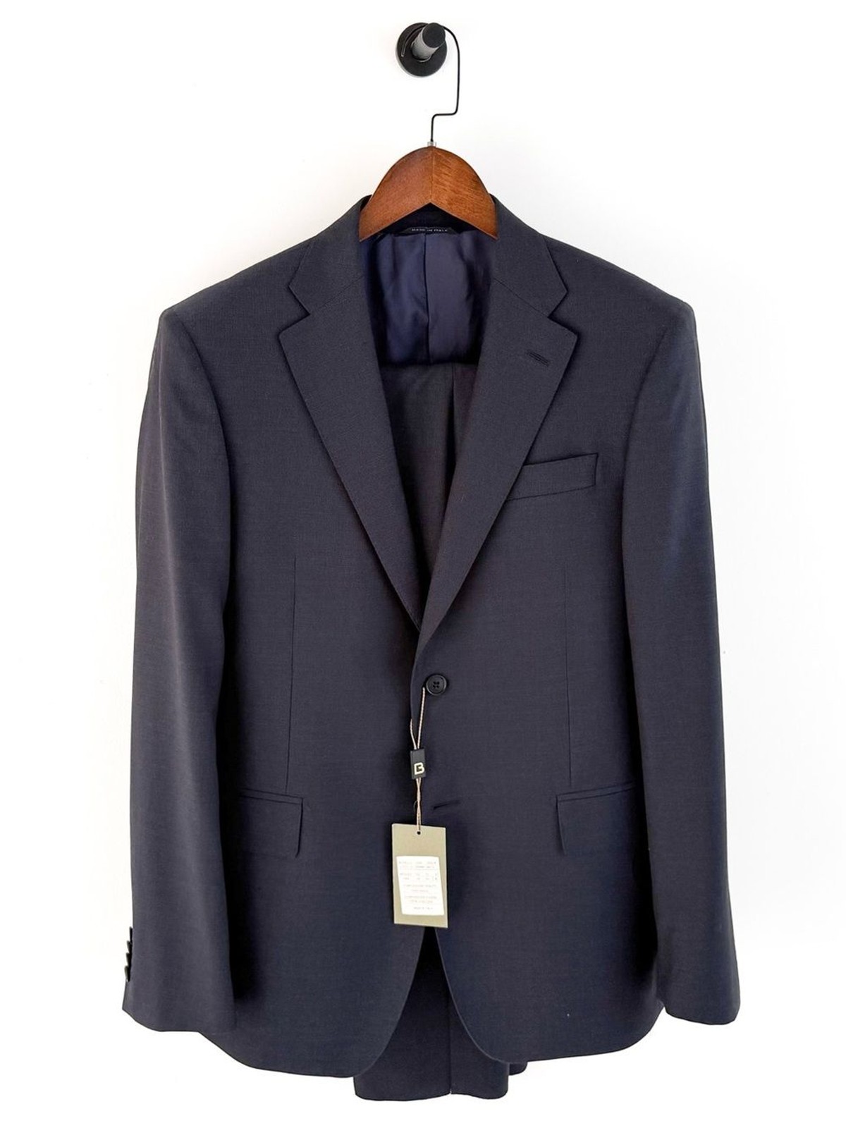 NWT New Luciano Barbera Men\'s Navy Italian Wool Suit Jacket an Pants 40R