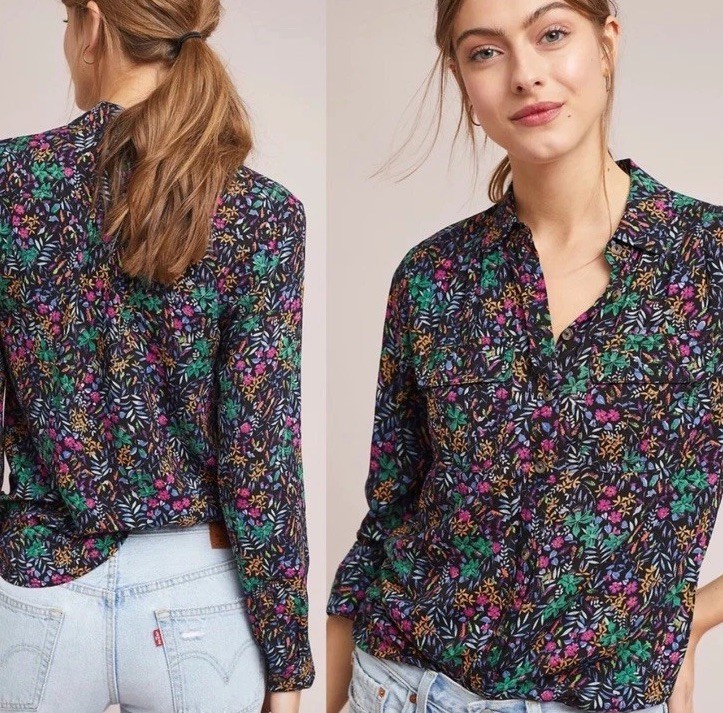 Maeve Anthropologie Amboseli Floral Button Up Blouse Shirt Size 2P Multicolor Maeve Anthropologie Amboseli Floral Button Up Blouse Shirt Size 2P Multicolor