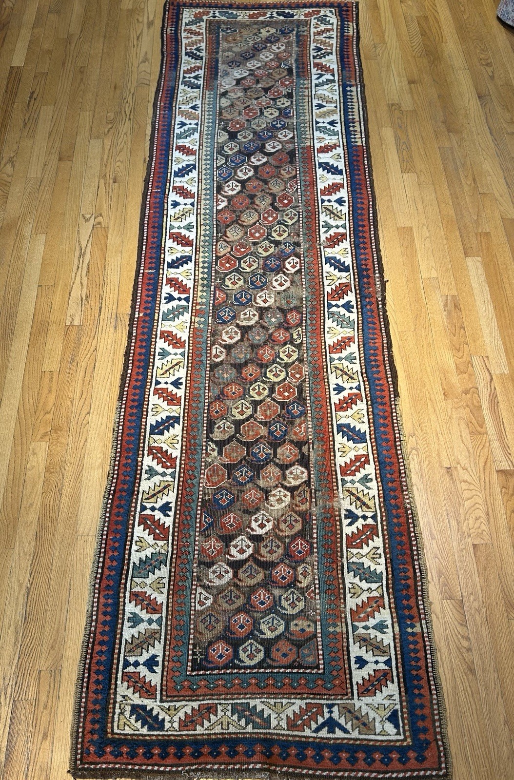 Antique Shirvan Caucasian Kazak Boteh Paisley Design C.1900 Runner Rug 3’1x11’9 Antique Shirvan Caucasian Kazak Boteh Paisley Design C.1900 Runner Rug 3’1x11’9