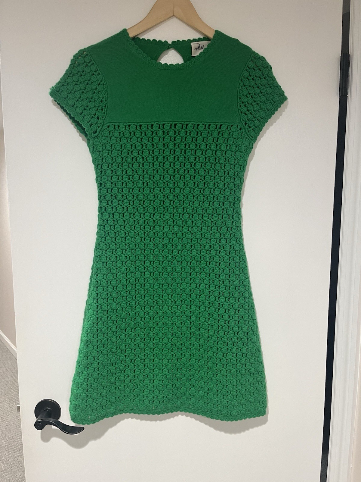 An Original Milly of New York 100% Cashmere Mini Dress Crochet 60’s Style