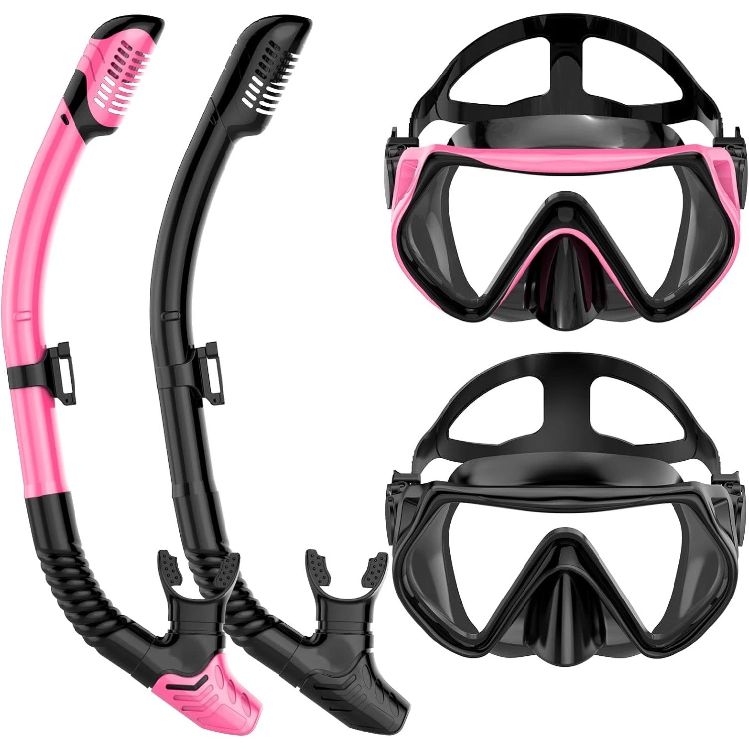 2 Set Snorkeling Gear for Adults, Dry-Top Snorkel Set Scuba Diving mask 2 Set Snorkeling Gear for Adults, Dry-Top Snorkel Set Scuba Diving mask