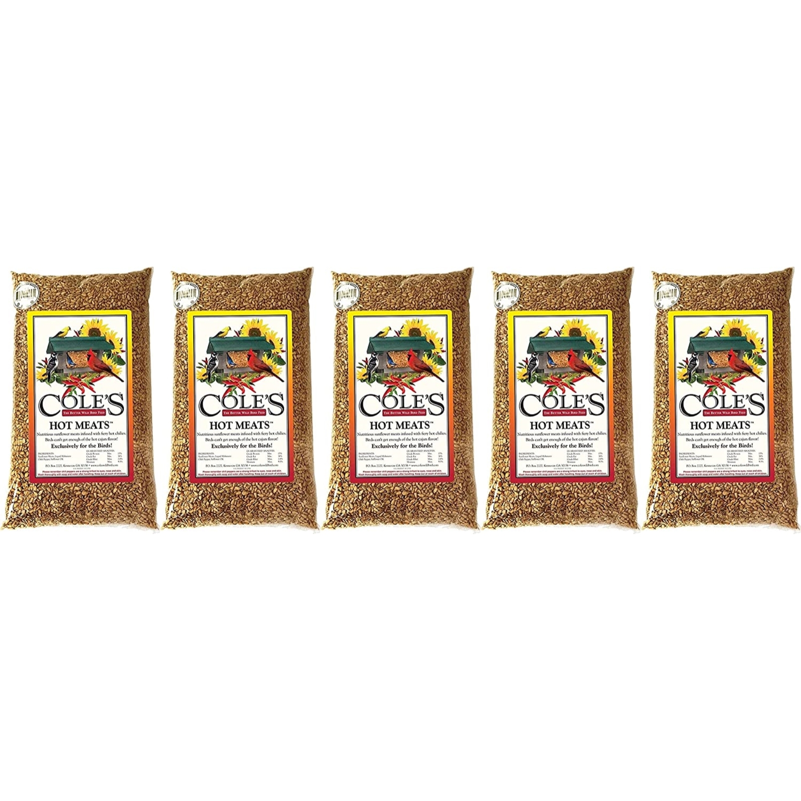 Cole\'s Hot Meats Bird Seed with Sunflower Meats & Hot Chilies, 20lb (5 Pack) Cole\'s Hot Meats Bird Seed with Sunflower Meats & Hot Chilies, 20lb (5 Pack)