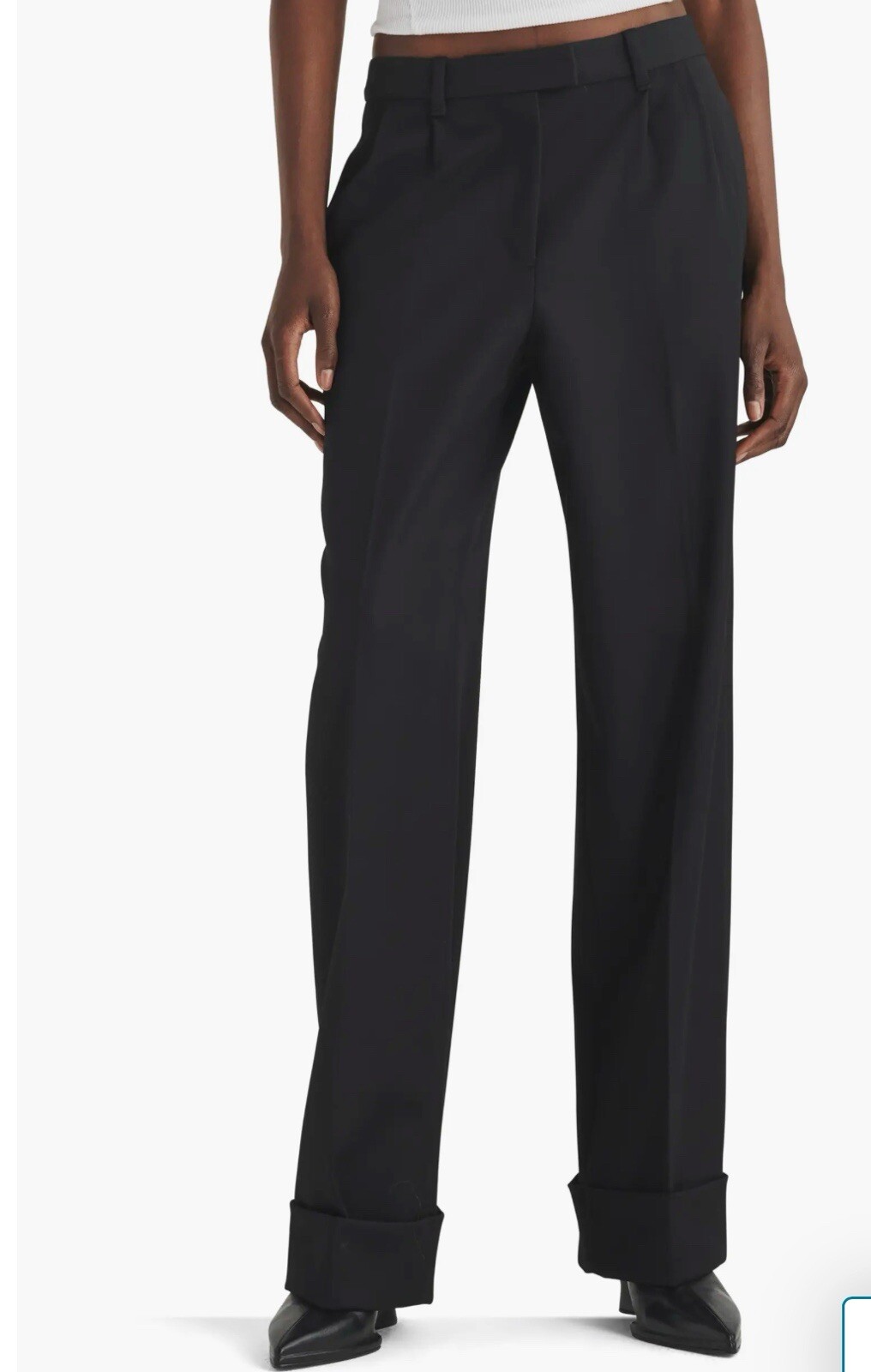 NWT rag & bone Marianne Italian Wool Women\'s Black Straight Leg Pleated Pants In