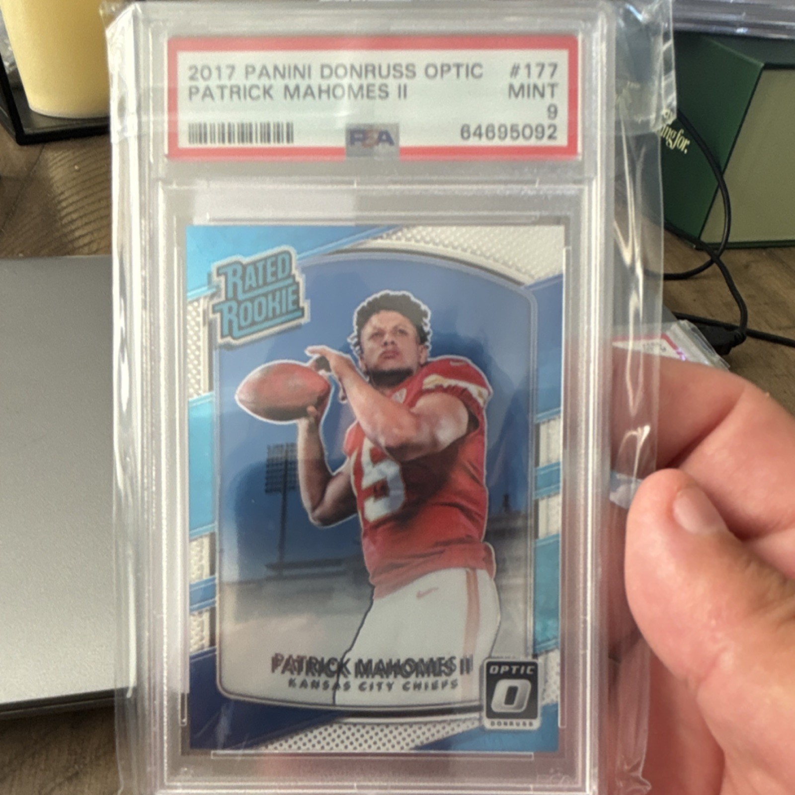 Panini 2017 Donruss Optic Patrick Mahomes II Rated Rookie #177 PSA 9 Chiefs