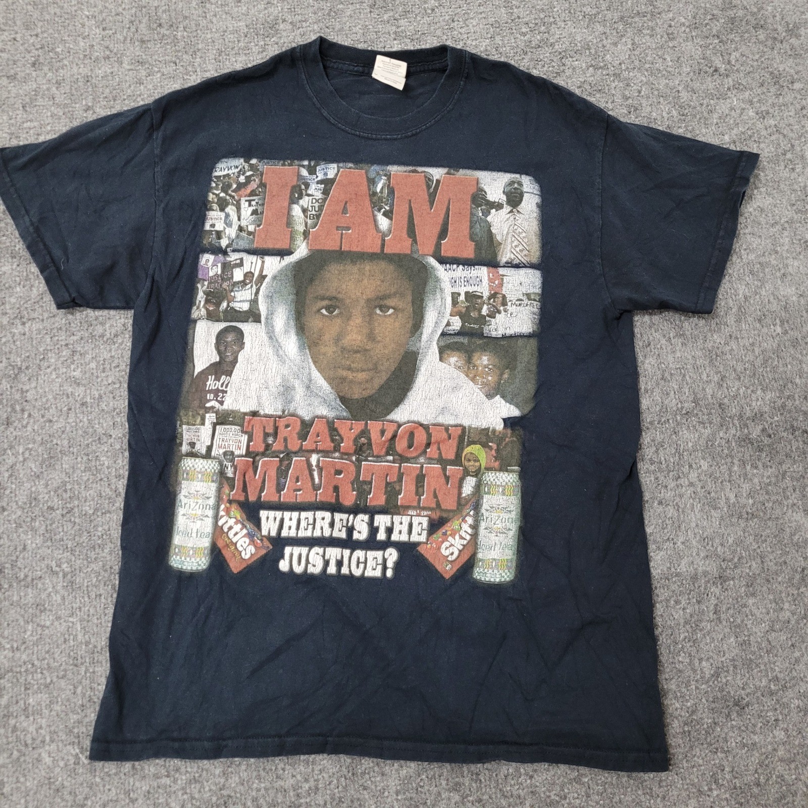Gildan T-Shirt Mens Size M Black Trayvon Martin Memorial Graphic Justice Tee