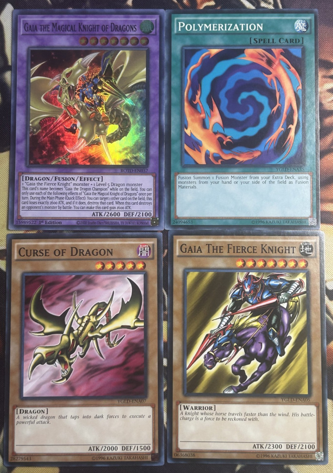 Yugioh: Gaia The Magical Knight Of Dragons + Polymerization 4 Card Fusion Set NM