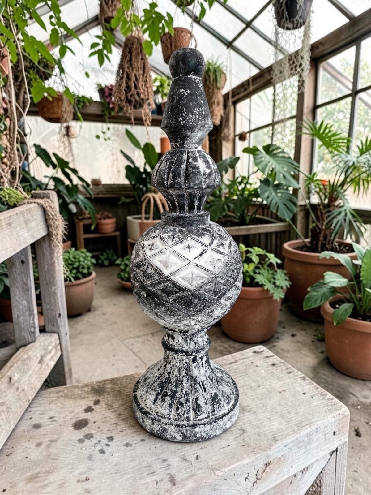 Large Weathered Resin Finial Statue French Country Architectural Decor 19.5\
