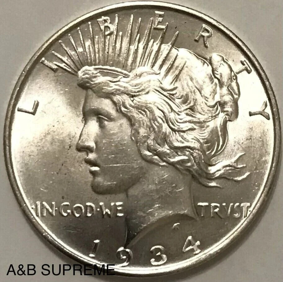 1934 D Peace Dollar From OBW Roll Estate Sale CHO-GEM BU Uncirculated 90% Silver 1934 D Peace Dollar From OBW Roll Estate Sale CHO-GEM BU Uncirculated 90% Silver