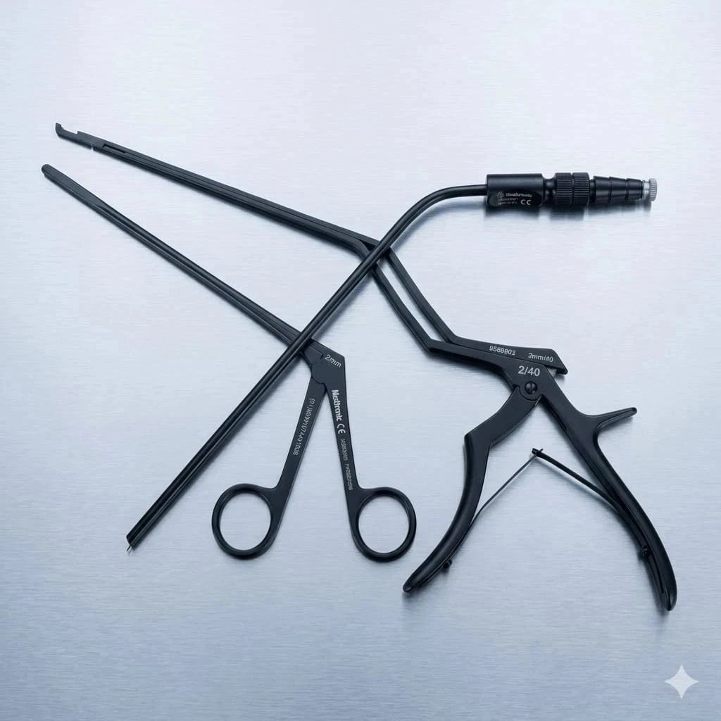 Set of 3 Medtronic 2mm bayonet kerison, pituitary rounger and suction Set of 3 Medtronic 2mm bayonet kerison, pituitary rounger and suction