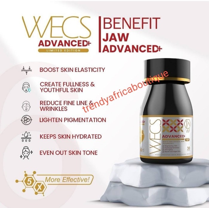 New JAW WHITE ADVANCE+ WECS  Egg Crystal Skin With Collagen.  30/ Bottle. X 1 👌