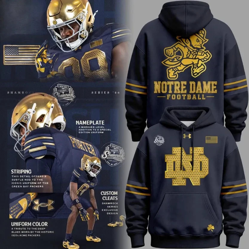 Notre Dame 2026 Shamrock Series Replica Hoodie Gift Fan 3D Printed Size S-5XL Notre Dame 2026 Shamrock Series Replica Hoodie Gift Fan 3D Printed Size S-5XL