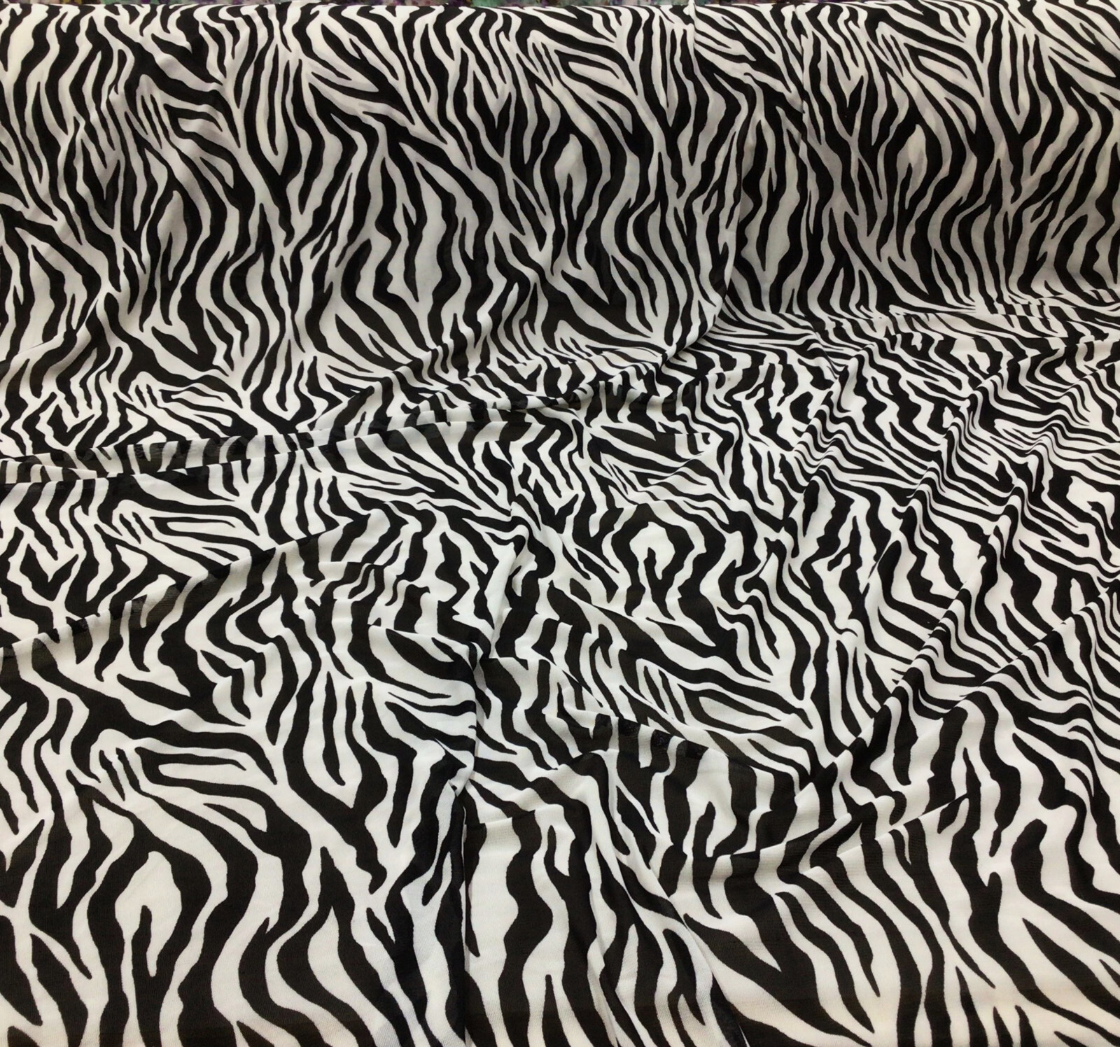 PowerNet Stretch Mesh Nylon Spandex Sheer Printed Black White Zebra Z504