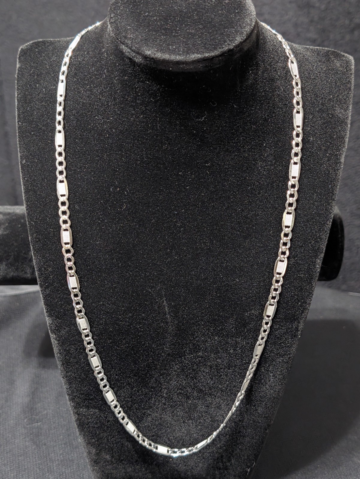 Solid 925 Sterling Silver Figarucci Link Chain Necklace 22\
