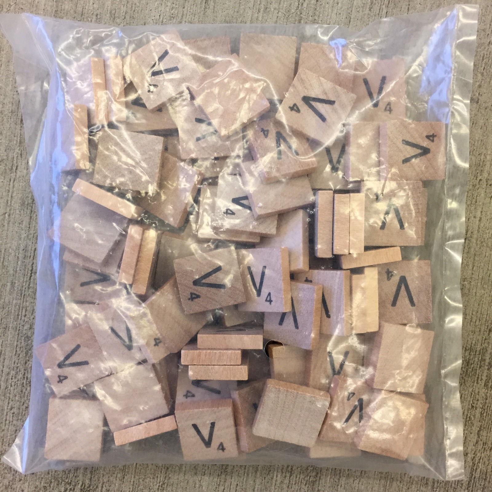 Genuine Scrabble Tiles bag of 100 Letter V