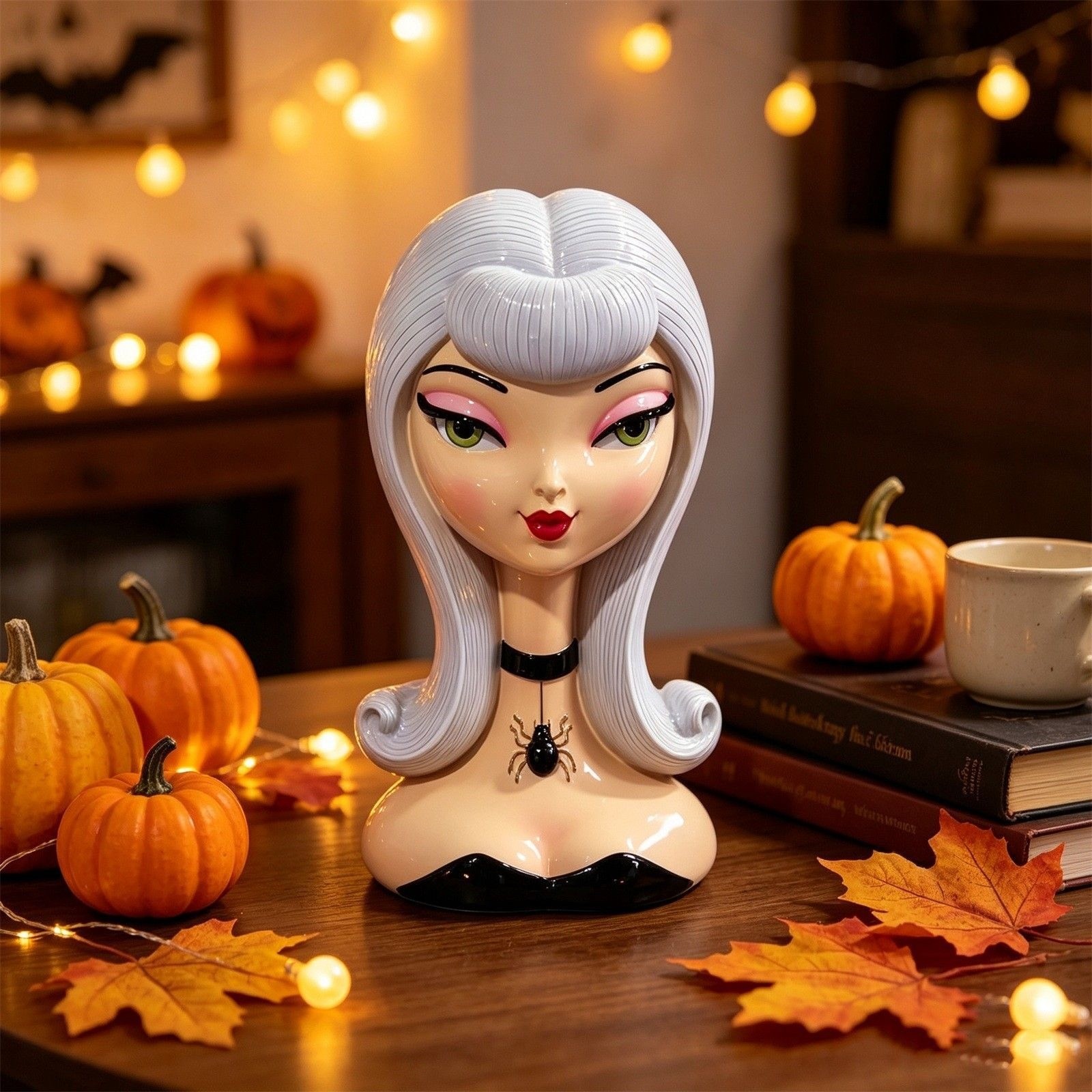 Halloween Resin Vintage Lady Head Figurine for Home Decor - Antique Style Gothic Halloween Resin Vintage Lady Head Figurine for Home Decor - Antique Style Gothic