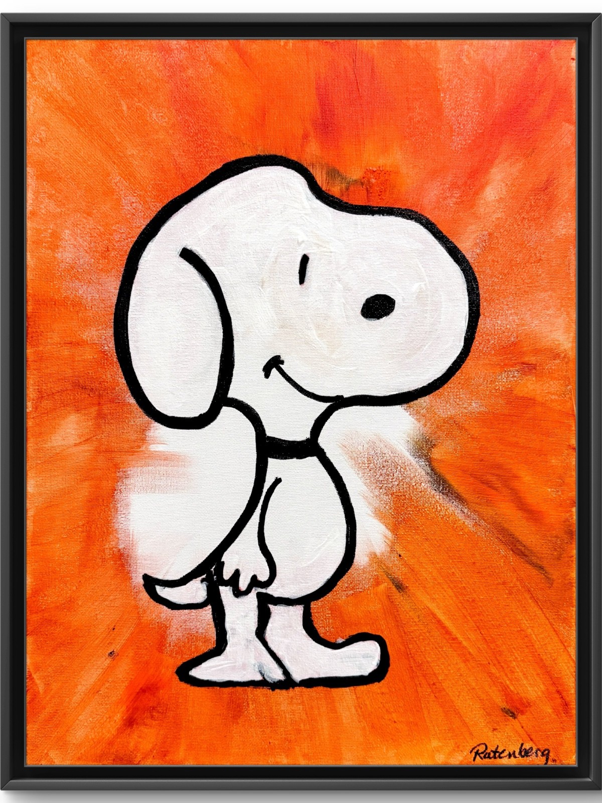 Rutenberg Original 12x16 Modern Snoopy Orange Pop Art Painting Signed Canvas 1